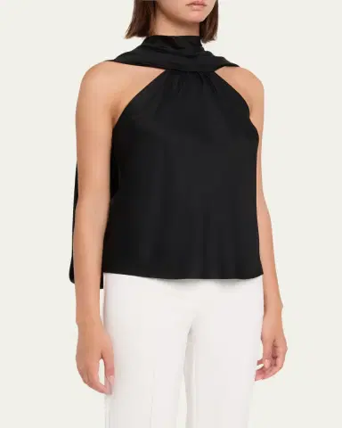 Simkhai Bella Sleeveless Satin Cape Top | Thumbnail 4 Simkhai Bella Sleeveless Satin Cape Top | Thumbnail 4
