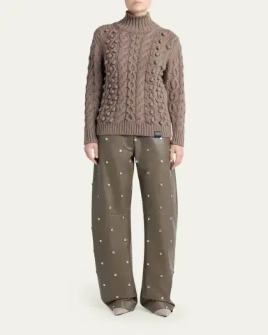Stella McCartney Alter Mat Faux-Leather Studded Barrel-Leg Pants | Thumbnail 2 Stella McCartney Alter Mat Faux-Leather Studded Barrel-Leg Pants | Thumbnail 2