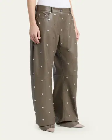 Stella McCartney Alter Mat Faux-Leather Studded Barrel-Leg Pants | Thumbnail 4 Stella McCartney Alter Mat Faux-Leather Studded Barrel-Leg Pants | Thumbnail 4
