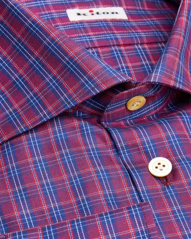Kiton Men's Plaid Cotton Dress Shirt | Thumbnail 6 Kiton Men's Plaid Cotton Dress Shirt | Thumbnail 6