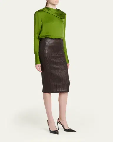 Tom Ford Draped Silk Long-Sleeve Tunic Blouse | Thumbnail 2 Tom Ford Draped Silk Long-Sleeve Tunic Blouse | Thumbnail 2