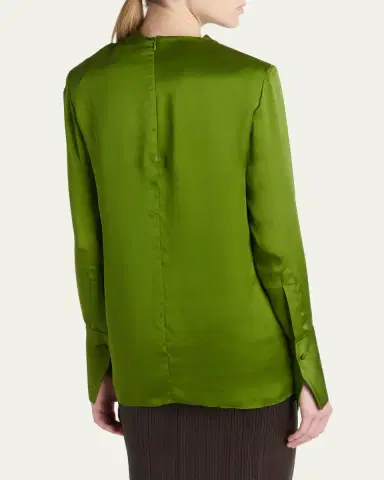 Tom Ford Draped Silk Long-Sleeve Tunic Blouse | Thumbnail 3 Tom Ford Draped Silk Long-Sleeve Tunic Blouse | Thumbnail 3