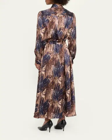 Kiton Long-Sleeve Abstract-Print Silk Drawstring Maxi Shirtdress | Thumbnail 3 Kiton Long-Sleeve Abstract-Print Silk Drawstring Maxi Shirtdress | Thumbnail 3