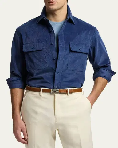 Ralph Lauren Purple Label Men's Sea Island Cotton Corduroy Button-Down Shirt | Thumbnail 4 Ralph Lauren Purple Label Men's Sea Island Cotton Corduroy Button-Down Shirt | Thumbnail 4