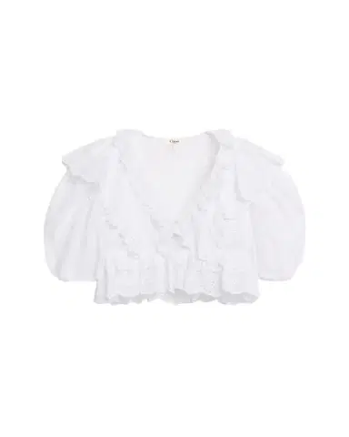 Chloé Ruffled Eyelet Cotton Puff-Sleeve Crop Top | Thumbnail 1 Chloé Ruffled Eyelet Cotton Puff-Sleeve Crop Top | Thumbnail 1