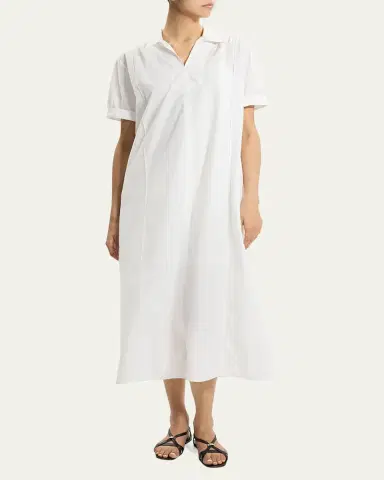 Theory Short-Sleeve Poplin Popover Maxi Dress | Thumbnail 2 Theory Short-Sleeve Poplin Popover Maxi Dress | Thumbnail 2