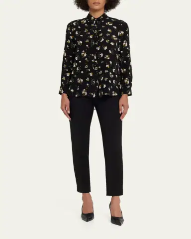 Adam Lippes Mathias Floral Silk Crepe De Chine Button-Down Shirt | Thumbnail 2 Adam Lippes Mathias Floral Silk Crepe De Chine Button-Down Shirt | Thumbnail 2
