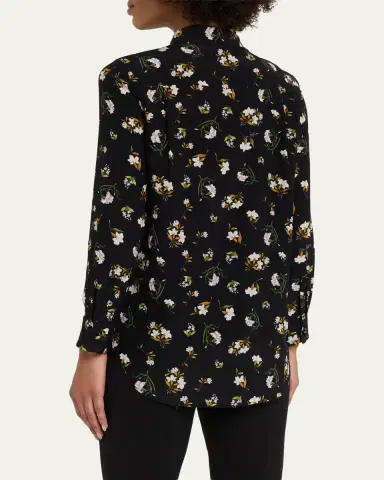 Adam Lippes Mathias Floral Silk Crepe De Chine Button-Down Shirt | Thumbnail 3 Adam Lippes Mathias Floral Silk Crepe De Chine Button-Down Shirt | Thumbnail 3