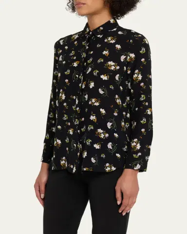 Adam Lippes Mathias Floral Silk Crepe De Chine Button-Down Shirt | Thumbnail 4 Adam Lippes Mathias Floral Silk Crepe De Chine Button-Down Shirt | Thumbnail 4