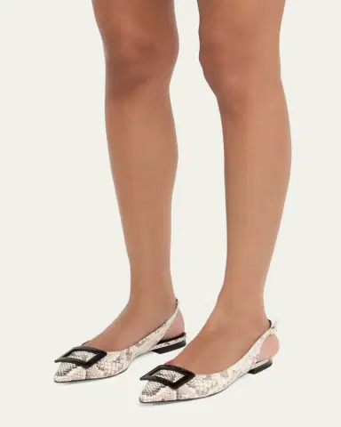 Roger Vivier Gommettine Snake-Embossed Leather Slingback Flats | Thumbnail 2 Roger Vivier Gommettine Snake-Embossed Leather Slingback Flats | Thumbnail 2