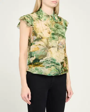 Alice + Olivia Martel Flutter-Sleeve Blouse | Thumbnail 4 Alice + Olivia Martel Flutter-Sleeve Blouse | Thumbnail 4