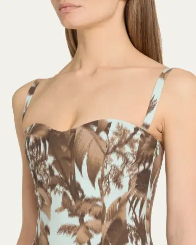 Oscar de la Renta Sleeveless Chine Hibiscus Cotton Poplin Midi Dress | Thumbnail 5 Oscar de la Renta Sleeveless Chine Hibiscus Cotton Poplin Midi Dress | Thumbnail 5
