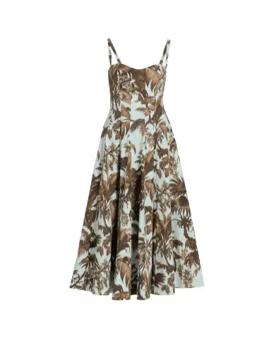 Oscar de la Renta Sleeveless Chine Hibiscus Cotton Poplin Midi Dress | Thumbnail 1 Oscar de la Renta Sleeveless Chine Hibiscus Cotton Poplin Midi Dress | Thumbnail 1