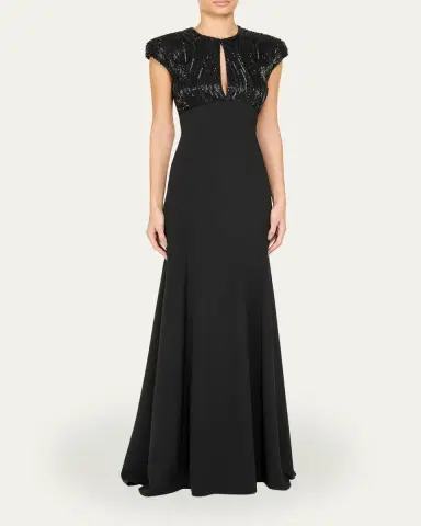 Jenny Packham Moonveil Tonal Sequin Cap-Sleeve Gown | Thumbnail 2 Jenny Packham Moonveil Tonal Sequin Cap-Sleeve Gown | Thumbnail 2