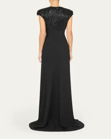 Jenny Packham Moonveil Tonal Sequin Cap-Sleeve Gown | Thumbnail 3 Jenny Packham Moonveil Tonal Sequin Cap-Sleeve Gown | Thumbnail 3
