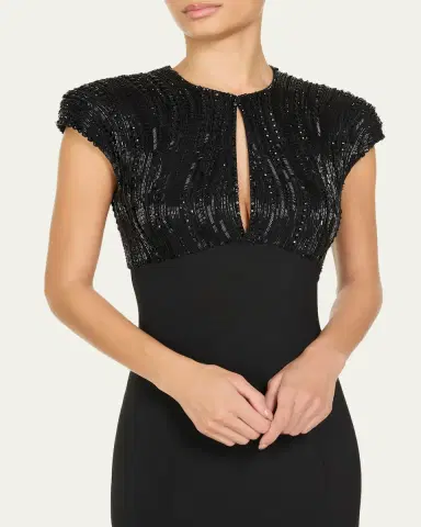 Jenny Packham Moonveil Tonal Sequin Cap-Sleeve Gown | Thumbnail 4 Jenny Packham Moonveil Tonal Sequin Cap-Sleeve Gown | Thumbnail 4