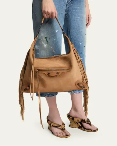 Balenciaga Le City Medium Fringed Suede Hobo Bag | Thumbnail 2 Balenciaga Le City Medium Fringed Suede Hobo Bag | Thumbnail 2