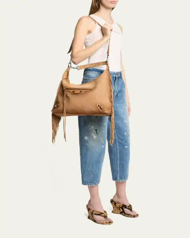 Balenciaga Le City Medium Fringed Suede Hobo Bag | Thumbnail 5 Balenciaga Le City Medium Fringed Suede Hobo Bag | Thumbnail 5