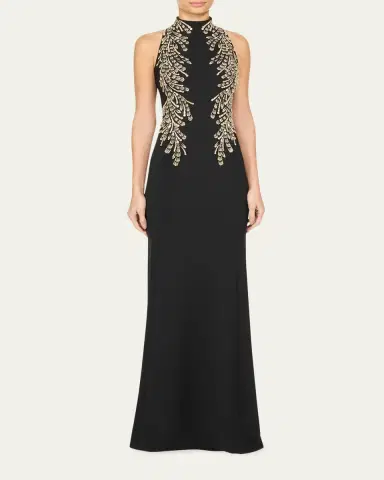 Jenny Packham Elu Beaded Crepe Halter Gown | Thumbnail 2 Jenny Packham Elu Beaded Crepe Halter Gown | Thumbnail 2