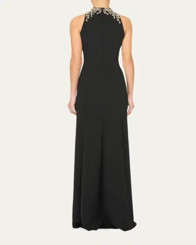 Jenny Packham Elu Beaded Crepe Halter Gown | Thumbnail 3 Jenny Packham Elu Beaded Crepe Halter Gown | Thumbnail 3