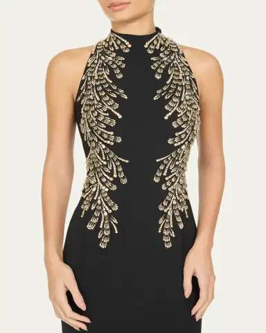 Jenny Packham Elu Beaded Crepe Halter Gown | Thumbnail 4 Jenny Packham Elu Beaded Crepe Halter Gown | Thumbnail 4