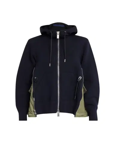 sacai Sponge Sweat x Nylon Twill Hoodie | Thumbnail 1 sacai Sponge Sweat x Nylon Twill Hoodie | Thumbnail 1
