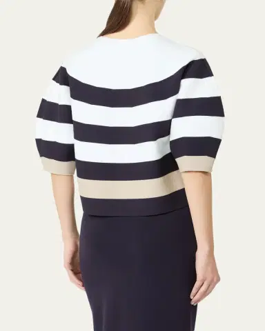 Max Mara Voto Striped Knit Puff-Sleeve Top | Thumbnail 3 Max Mara Voto Striped Knit Puff-Sleeve Top | Thumbnail 3