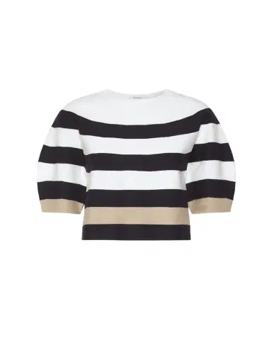 Max Mara Voto Striped Knit Puff-Sleeve Top | Thumbnail 1 Max Mara Voto Striped Knit Puff-Sleeve Top | Thumbnail 1