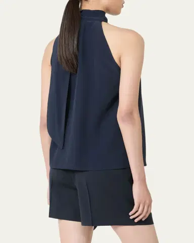 Max Mara Pleated Silk Crepe De Chine Halter Top | Thumbnail 3 Max Mara Pleated Silk Crepe De Chine Halter Top | Thumbnail 3