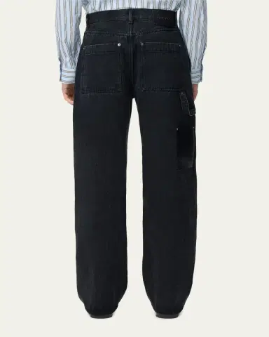 Loewe Men's Leather-Patch Straight-Leg Jeans | Thumbnail 3 Loewe Men's Leather-Patch Straight-Leg Jeans | Thumbnail 3