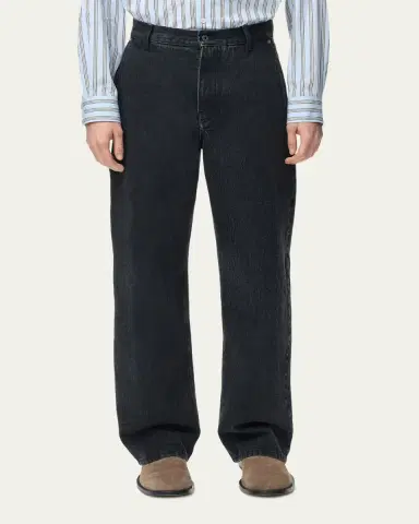 Loewe Men's Leather-Patch Straight-Leg Jeans | Thumbnail 4 Loewe Men's Leather-Patch Straight-Leg Jeans | Thumbnail 4