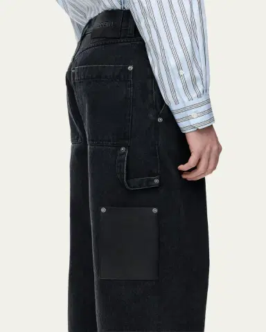 Loewe Men's Leather-Patch Straight-Leg Jeans | Thumbnail 5 Loewe Men's Leather-Patch Straight-Leg Jeans | Thumbnail 5