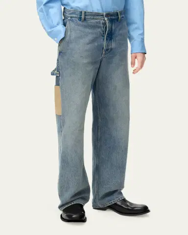 Loewe Men's Leather-Patch Straight-Leg Jeans | Thumbnail 9 Loewe Men's Leather-Patch Straight-Leg Jeans | Thumbnail 9