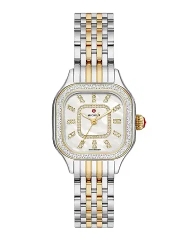 Michele Meggie Diamond Bezel and Mother-of-Pearl Watch, Two-Tone | Thumbnail 1 Michele Meggie Diamond Bezel and Mother-of-Pearl Watch, Two-Tone | Thumbnail 1