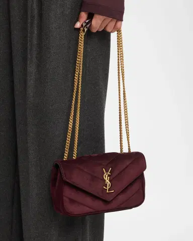 Saint Laurent Mini Loulou Chain-Strap Shoulder Bag in Suede | Thumbnail 2 Saint Laurent Mini Loulou Chain-Strap Shoulder Bag in Suede | Thumbnail 2