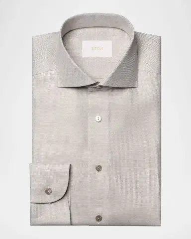 Eton Men's Semi Solid Cotton Linen Contemporary-Fit Dress Shirt | Thumbnail 2 Eton Men's Semi Solid Cotton Linen Contemporary-Fit Dress Shirt | Thumbnail 2