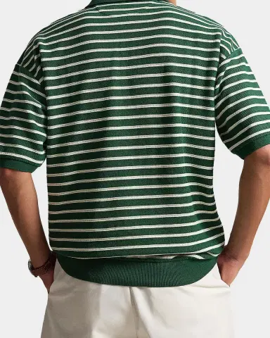 Polo Ralph Lauren Men's Relaxed Fit Stripe Textured Polo Shirt | Thumbnail 3 Polo Ralph Lauren Men's Relaxed Fit Stripe Textured Polo Shirt | Thumbnail 3