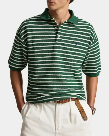 Polo Ralph Lauren Men's Relaxed Fit Stripe Textured Polo Shirt | Thumbnail 4 Polo Ralph Lauren Men's Relaxed Fit Stripe Textured Polo Shirt | Thumbnail 4
