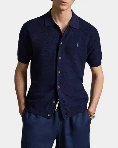 Polo Ralph Lauren Men's Cotton-Linen Short-Sleeve Cardigan | Thumbnail 4 Polo Ralph Lauren Men's Cotton-Linen Short-Sleeve Cardigan | Thumbnail 4