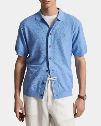 Polo Ralph Lauren Men's Cotton-Linen Short-Sleeve Cardigan | Thumbnail 4 Polo Ralph Lauren Men's Cotton-Linen Short-Sleeve Cardigan | Thumbnail 4