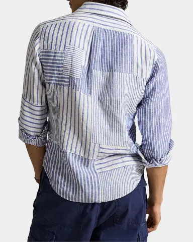 Polo Ralph Lauren Men's Classic Fit Patchwork Linen Sport Shirt | Thumbnail 3 Polo Ralph Lauren Men's Classic Fit Patchwork Linen Sport Shirt | Thumbnail 3