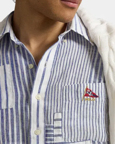Polo Ralph Lauren Men's Classic Fit Patchwork Linen Sport Shirt | Thumbnail 5 Polo Ralph Lauren Men's Classic Fit Patchwork Linen Sport Shirt | Thumbnail 5