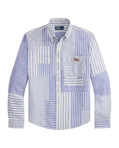 Polo Ralph Lauren Men's Classic Fit Patchwork Linen Sport Shirt | Thumbnail 1 Polo Ralph Lauren Men's Classic Fit Patchwork Linen Sport Shirt | Thumbnail 1
