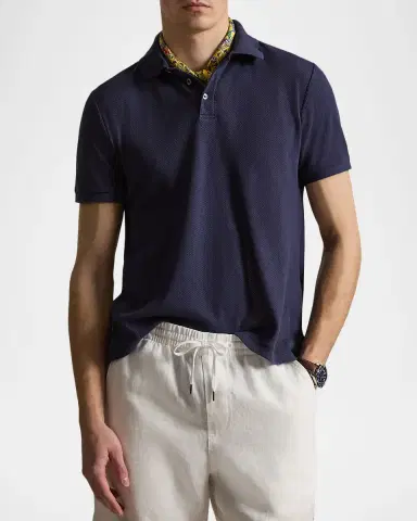 Polo Ralph Lauren Men's Pointelle Jersey Polo Shirt | Thumbnail 4 Polo Ralph Lauren Men's Pointelle Jersey Polo Shirt | Thumbnail 4