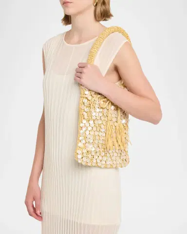 BTB Los Angeles Santiago Faux Shell-Embellished Raffia Hobo Bag | Thumbnail 2 BTB Los Angeles Santiago Faux Shell-Embellished Raffia Hobo Bag | Thumbnail 2