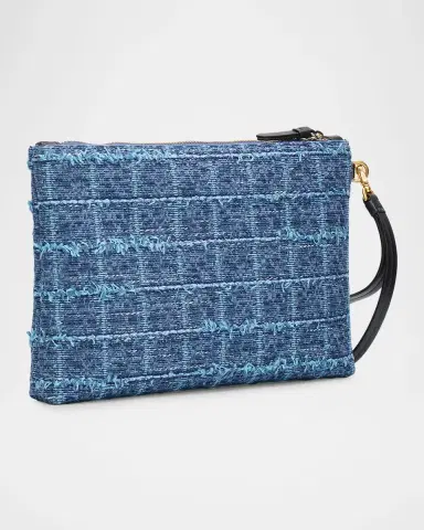 Jimmy Choo Logo Crosshatch Denim Pouch | Thumbnail 2 Jimmy Choo Logo Crosshatch Denim Pouch | Thumbnail 2