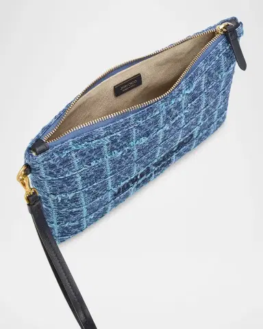 Jimmy Choo Logo Crosshatch Denim Pouch | Thumbnail 3 Jimmy Choo Logo Crosshatch Denim Pouch | Thumbnail 3