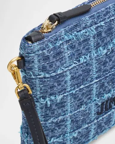 Jimmy Choo Logo Crosshatch Denim Pouch | Thumbnail 5 Jimmy Choo Logo Crosshatch Denim Pouch | Thumbnail 5