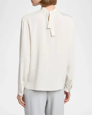 Giorgio Armani Neck-Tie Long-Sleeve Silk Top | Thumbnail 2 Giorgio Armani Neck-Tie Long-Sleeve Silk Top | Thumbnail 2