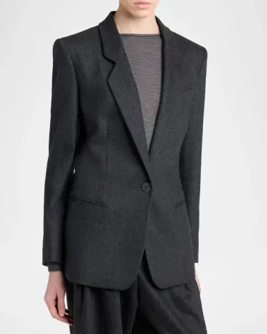 Giorgio Armani Wool-Cashmere Blazer with Strong Shoulders | Thumbnail 3 Giorgio Armani Wool-Cashmere Blazer with Strong Shoulders | Thumbnail 3